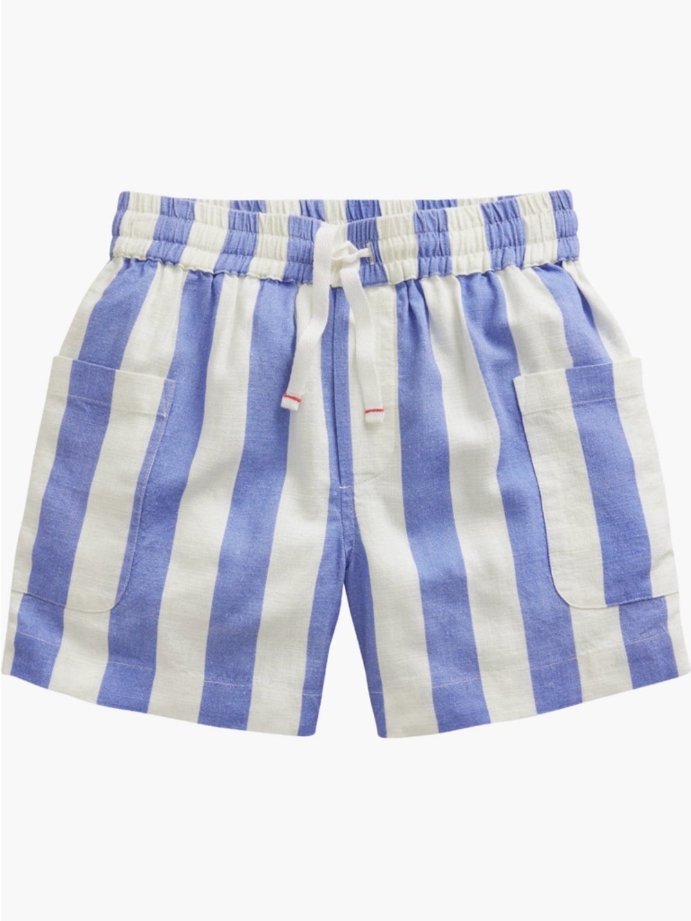 Mini Boden Kids’ Stripe Linen Cotton Pocket Shorts Blue and White Stripe